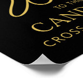 卒業パーティー歓迎ブラック金ゴールドスクリプトフォト ポスター (角)