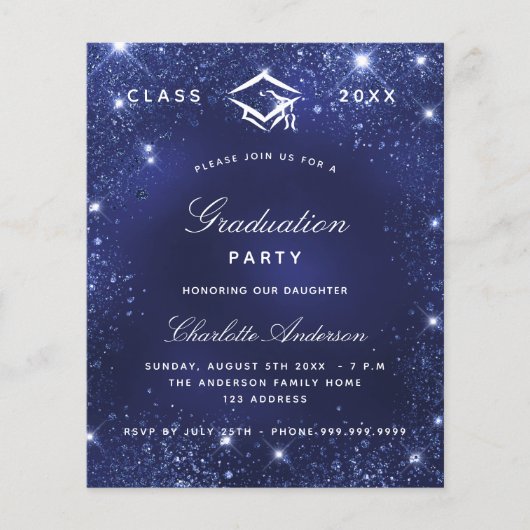 卒業パーティー海軍のブルーバジェット招待状 チラシ (正面)