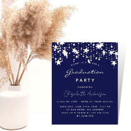 卒業パーティー海軍の青い白い予算招待状