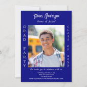 卒業パーティー海軍の青い白い写真 招待状 (正面)