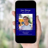 卒業パーティー海軍の青い白い写真 招待状