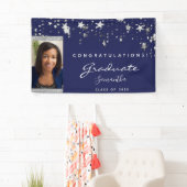 卒業パーティー海軍の青い白い星写真2023 横断幕 (インサイチュ)