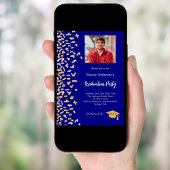 卒業パーティー海軍の青い金ゴールド紙吹雪写真 招待状