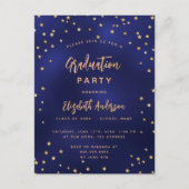 卒業パーティー海軍ブルー金ゴールドスター インビテーションポストカード (正面)