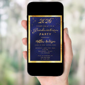 卒業パーティー海軍ブルー金ゴールド2025 招待状