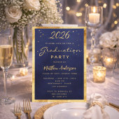 卒業パーティー海軍ブルー金ゴールド2025 招待状