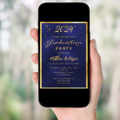 卒業パーティー海軍ブルー金ゴールド2025 招待状