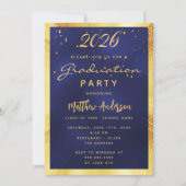 卒業パーティー海軍ブルー金ゴールド2025 招待状 (正面)