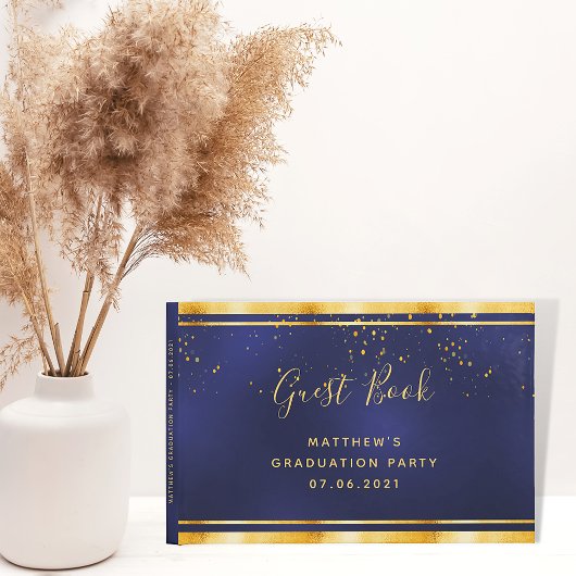 卒業パーティー海軍ブルー金ゴールド ゲストブック