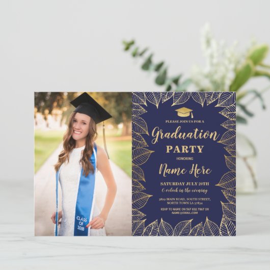 卒業パーティー海軍金ゴールドリーフ秋秋撮影 招待状 (スタンド正面)