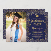 卒業パーティー海軍金ゴールドリーフ秋秋撮影 招待状 (正面/裏面)