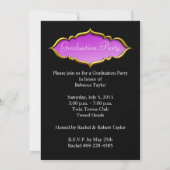 卒業パーティー熱いピンク紫の女の子の写真 招待状 (裏面)