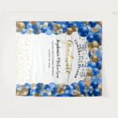 卒業パーティー王室のブルー金ゴールドバルーンのぼり タペストリー (正面(横))