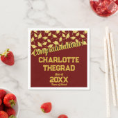 卒業パーティー用品パーソナライズされたマルーン金ゴールド スタンダードカクテルナプキン (インサイチュ)