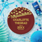 卒業パーティー用品パーソナライズされたマルーン金ゴールド ペーパープレート (パーティー)