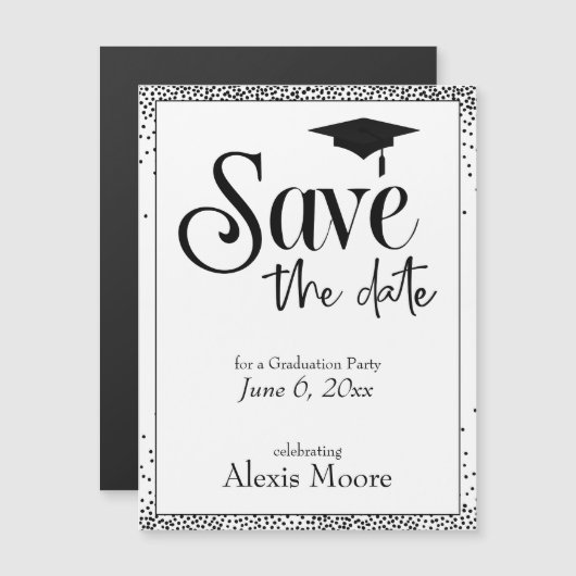 卒業パーティー用磁気カードの日付の保存 (正面/裏面)