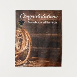 卒業パーティー用 ウェスタンハットとラソー 背景 タペストリー