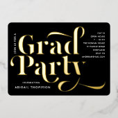 卒業パーティー発表フォイル実在ヘッドライン 箔招待状 (正面)