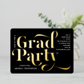 卒業パーティー発表フォイル実在ヘッドライン 箔招待状 (立ち正面)