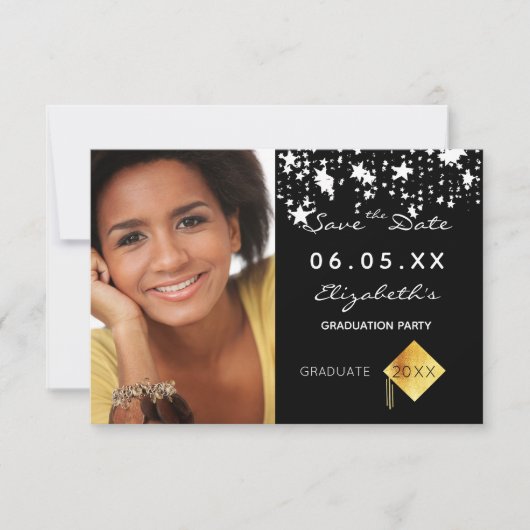 卒業パーティー白黒の星写真2025 セーブザデート (正面)