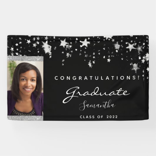 卒業パーティー白黒の星写真2025 横断幕 (横)