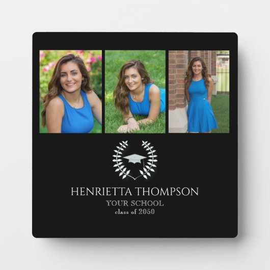 卒業パーティー白黒カスタム写真 フォトプラーク (正面)