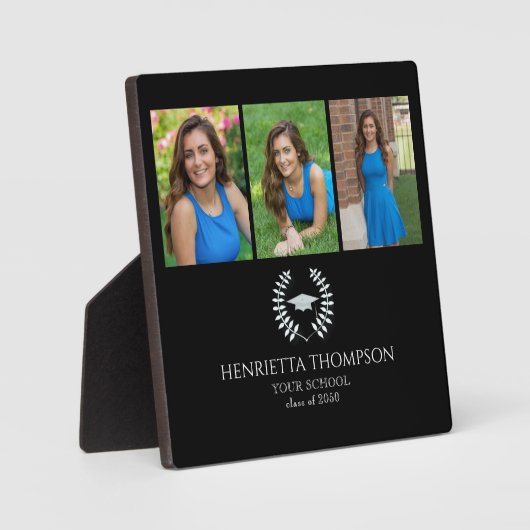 卒業パーティー白黒カスタム写真 フォトプラーク (正面)