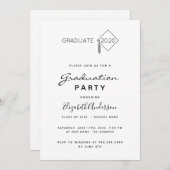 卒業パーティー白黒キャップトッパー2025 招待状 (正面/裏面)