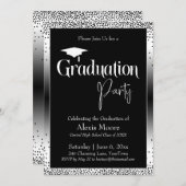 卒業パーティー白黒グラデーション紙吹雪 招待状 (正面/裏面)