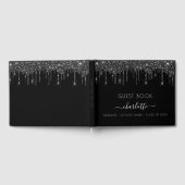 卒業パーティー白黒グリッター ゲストブック (全面)