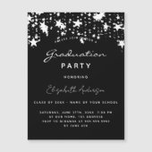 卒業パーティー白黒スター高級磁気 マグネット招待状 (正面)