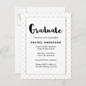 卒業パーティー白黒フェイク金ゴールドドット インビテーションポストカード (正面/裏面)