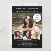 卒業パーティー白黒写真コラージュ 招待状 (正面)