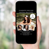 卒業パーティー白黒写真コラージュ 招待状