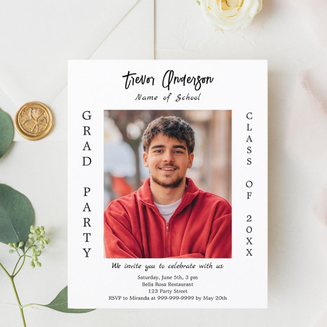 卒業パーティー白黒写真2025招待 (クリエイターアップロード済み)