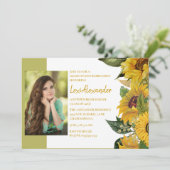 卒業パーティー素朴ひまわりフォトガール 招待状 (スタンド正面)