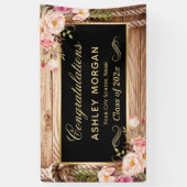 卒業パーティー素朴カントリーウッドフローラ 横断幕 (縦)