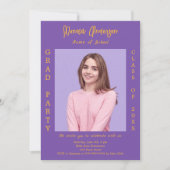 卒業パーティー紫のラベンダーフォト 招待状 (正面)
