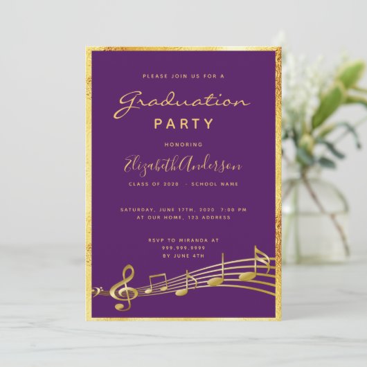 卒業パーティー紫の金ゴールドミュージックガール 招待状 (スタンド正面)