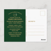 卒業パーティー聖書の詩の写真グリーン金ゴールド ポストカード (裏面)