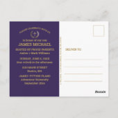 卒業パーティー聖書の詩の写真パープル金ゴールド ポストカード (裏面)