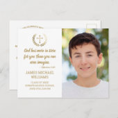 卒業パーティー聖書の詩の写真ホワイト金ゴールド ポストカード (正面/裏面)