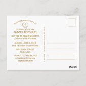 卒業パーティー聖書の詩の写真ホワイト金ゴールド ポストカード (裏面)