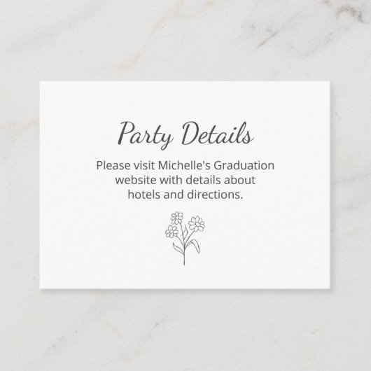 卒業パーティー詳細QRコードシンプル植物学 エンクロージャーカード (正面)