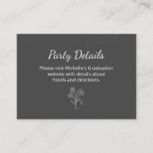 卒業パーティー詳細QRコードボタニカルグレー エンクロージャーカード (正面)