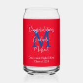 卒業パーティー赤白青モノグラム名 ガラス缶 (正面)