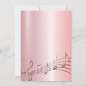 卒業パーティー赤面ピンクの音楽ノート 招待状 (裏面)