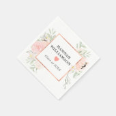 卒業パーティー赤面ピンクローズフローラ スタンダードカクテルナプキン (角)