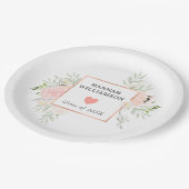 卒業パーティー赤面ピンクローズフローラ ペーパープレート (アングル)