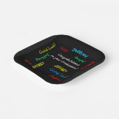 卒業パーティー連名スクエアブラック ペーパープレート (傾斜あり)